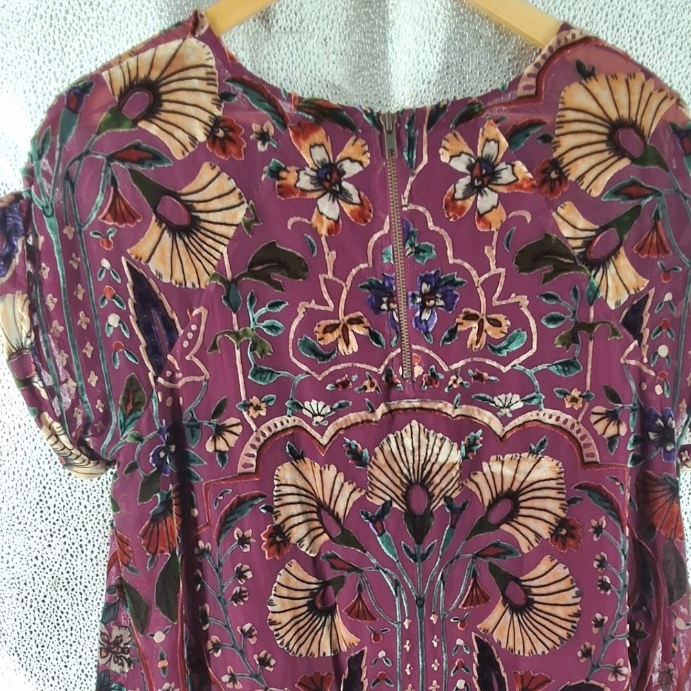 Free People Strawberry Fields Burnout Velvet Mini Dress Plum Purple M - Picture 8 of 10